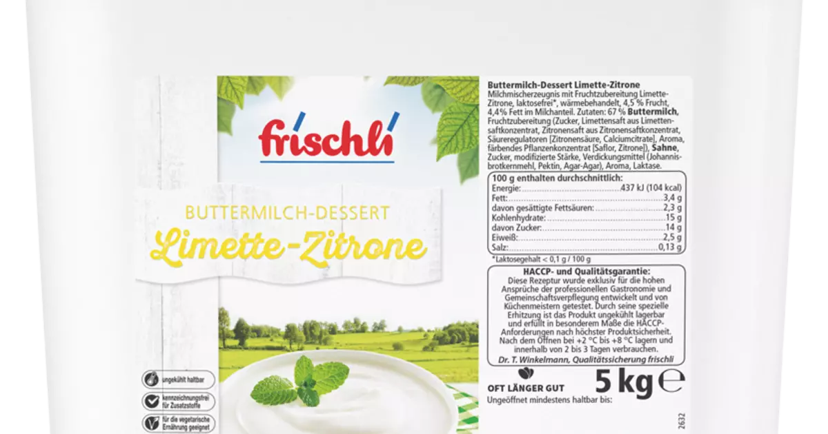 Buttermilch-Dessert Limette-Zitrone | frischli Foodservice