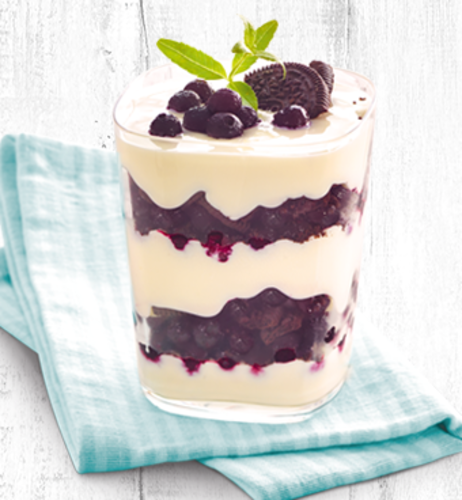 Cheesecake Dessert-Trifle „Schokokeks-Blaubeer“