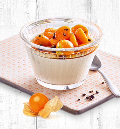 Sommer-Panna Cotta mit Physalis & Vanille-Pfeffer-Sirup