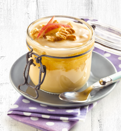 Butterkekspudding mit Apfel-Birnen-Mus & Butterkeksstückchen