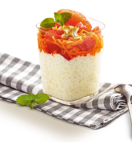 Grapefruit-Milchreis-Kreation mit Möhren & Cashewkernen