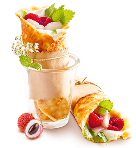 Himbeer-Litschi-Wrap mit Zitronenmelisse