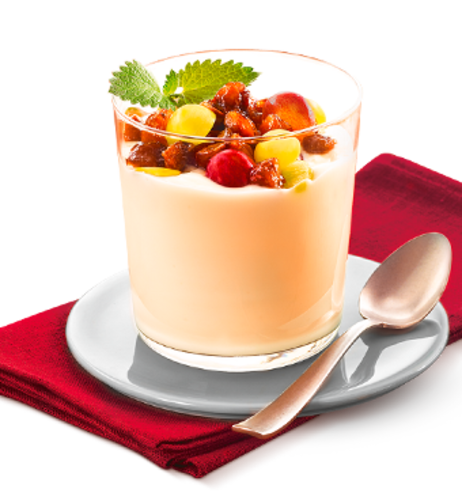 Cheesecake-Dessert-Highlight mit Weintrauben & karamellisierten Maronen