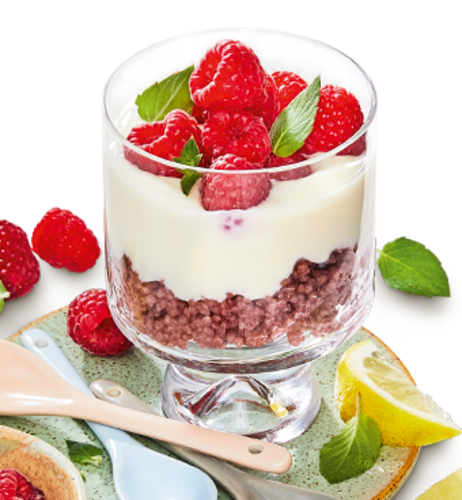 Limette-Zitrone-Trifle "Fresh up!" mit Himbeeren & Hirse
