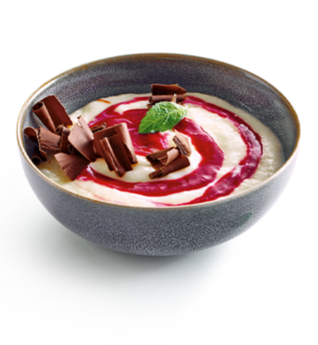 Cool Cassis Grießpudding mit Cassis-Kokos-Creme