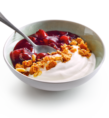 Greek Summer Holunderblüten-Joghurt mit Roter Grütze & Crunch