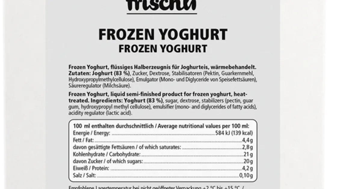 Frozen Yoghurt frischli Foodservice