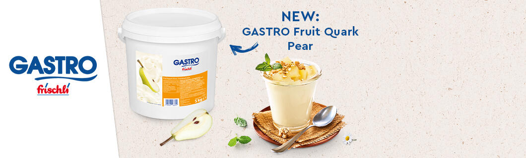 frischli Sliderbild »NEW: GASTRO Fruit Quark Pear« 06/2025