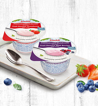 frischli Kachelbild Becherportionen Fruchtdesserts