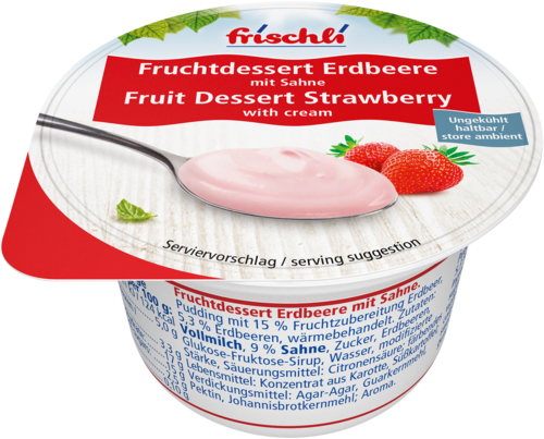 frischli Produktabbildung frischli Fruchtdessert Erdbeere mit Sahne 85 g