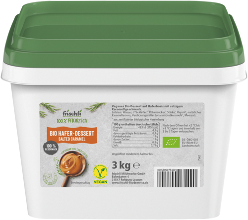 frischli Produktabbildung Bio Hafer-Dessert Salted Caramel 3 kg