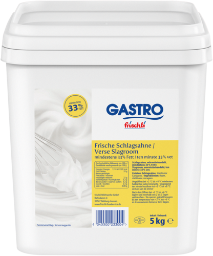 frischli Produktabbildung GASTRO frischli Frische Schlagsahne mindestens 10 % Fett 5 kg