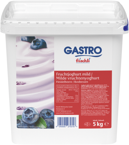 frischli Produktabbildung GASTRO frischli Fruchtjoghurt mild Heidelbeere 3,5 % Fett 5 kg