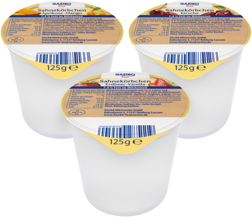 frischli Produktabbildung GASTRO frischli Sahnekörbchen 125 g 3er-Gruppe
